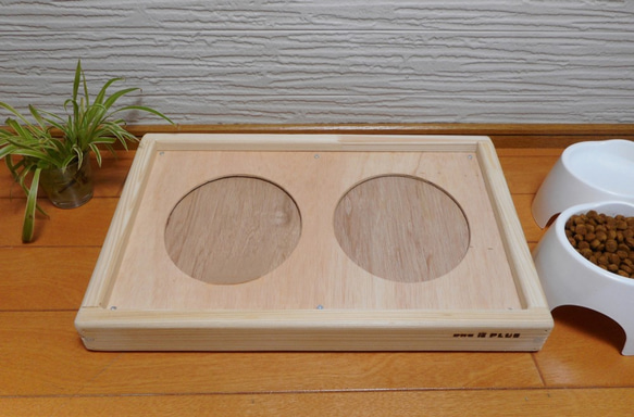 木製 ペット用テーブル 食器台 エサ台　シンプル　ダブルタイプ 2枚目の画像