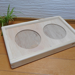 木製 ペット用テーブル 食器台 エサ台　シンプル　ダブルタイプ 3枚目の画像