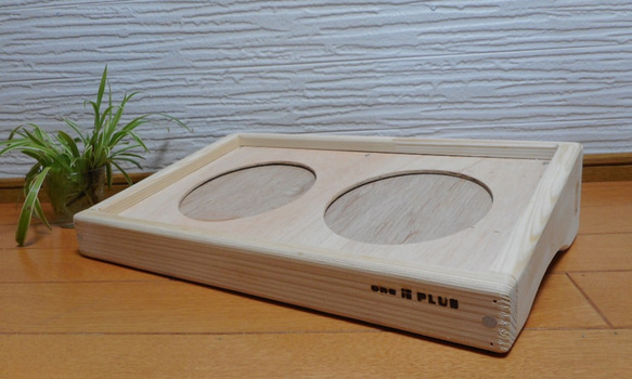 木製 ペット用テーブル 食器台 エサ台　シンプル　ダブルタイプ 5枚目の画像
