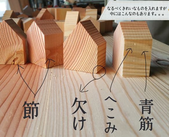 【オブジェ作りに】木製おうち型ハンドメイド素材◆厚さ3センチ18個詰め合わせセット 6枚目の画像