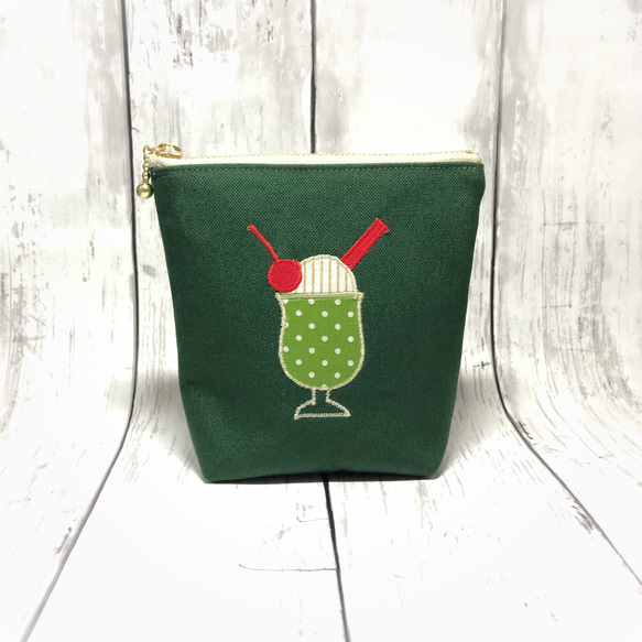 クリームソーダ&プリン！ポーチ【グリーン】 ポーチ sugar-K工房- 通販