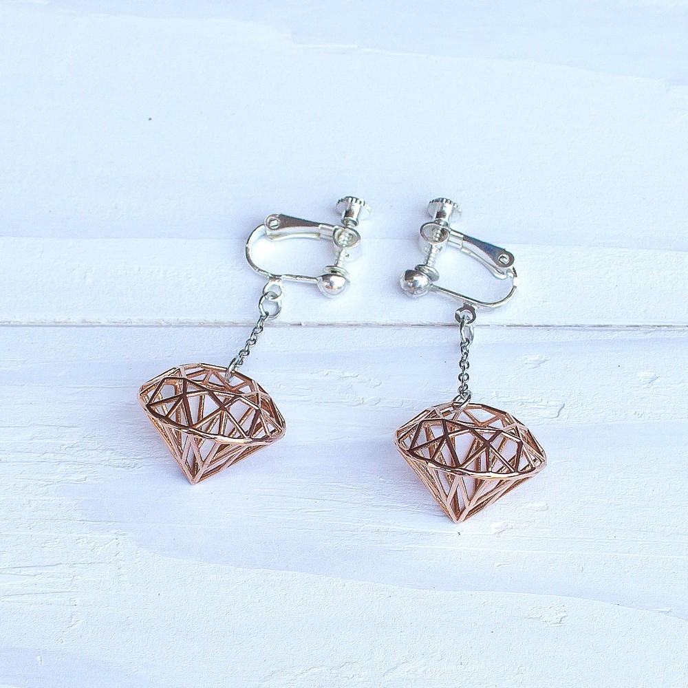 【送料無料】 Wire-mond ワイヤーダイヤモンド イヤリング （ローズゴールド）（ピアスへの変更可能） 20,440円