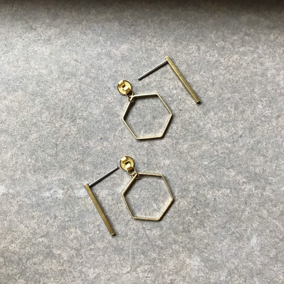 真ちゅう製のearrings_organicジオメトリ（変更できません） 2枚目の画像