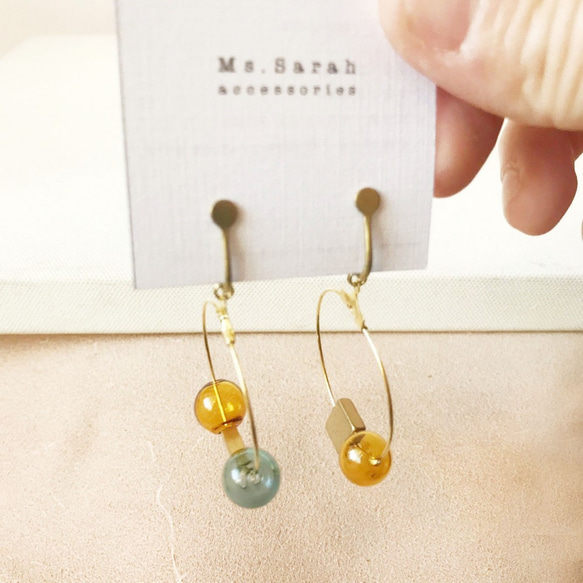 Glass Bubble_Brass Earrings_Weaver（変更可能） 4枚目の画像