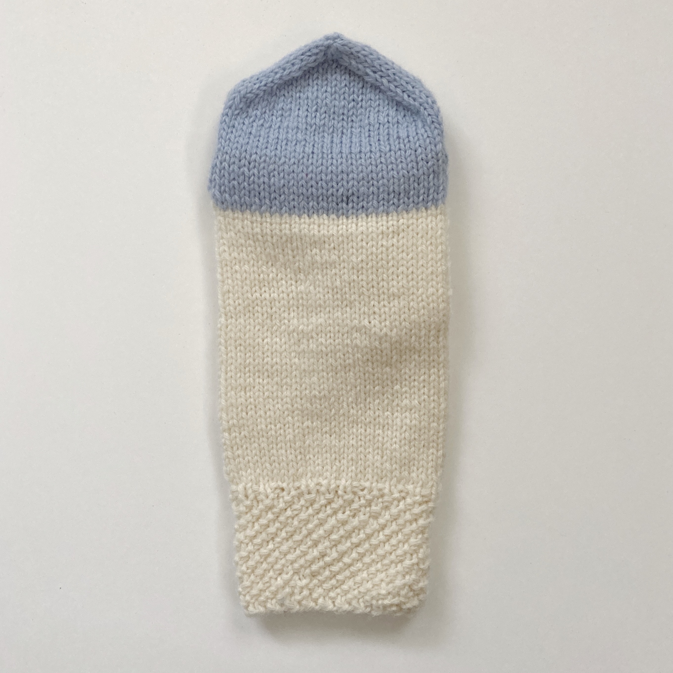 カバーのついた指なし手袋（水色）