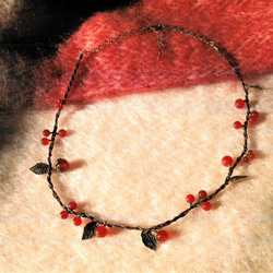 天然石 赤メノウのネックレス 長さ43～60㎝ 2枚目の画像