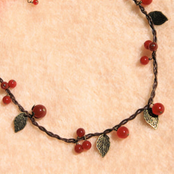 天然石 赤メノウのネックレス 長さ43～60㎝ 3枚目の画像