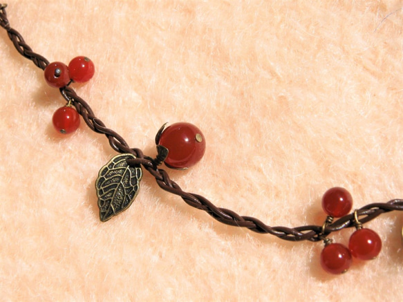 天然石 赤メノウのネックレス 長さ43～60㎝ 4枚目の画像