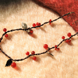 天然石 赤メノウのネックレス 長さ43～60㎝ 5枚目の画像