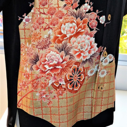 　Ｌ　：アロハシャツ：花柄模様：L寸　　着物リメイク！ 3枚目の画像