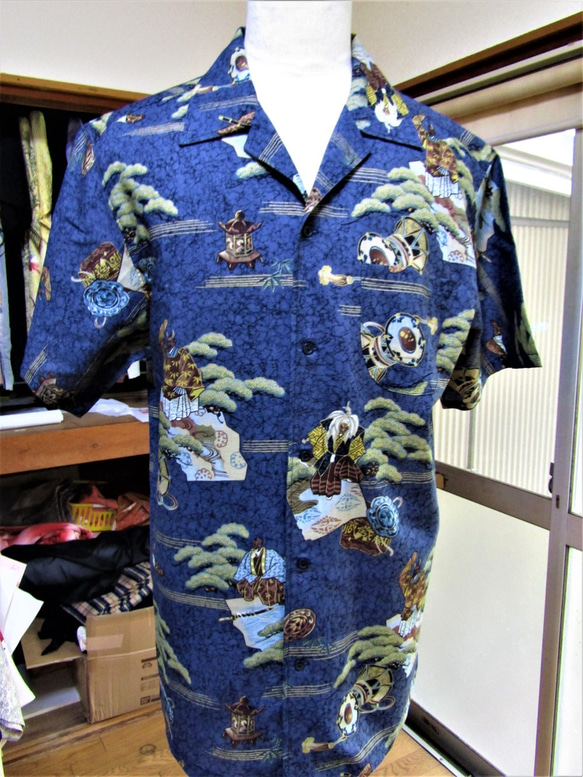 アンティーク風の柄：着物：アロハシャツ サイズ XL！ シャツ