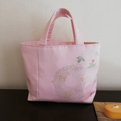 オーダー出品＊専用＊着物帯リメイクトートバッグ 着物帯 リメイク トートバッグ 縦長 金刺繍 トートバッグ