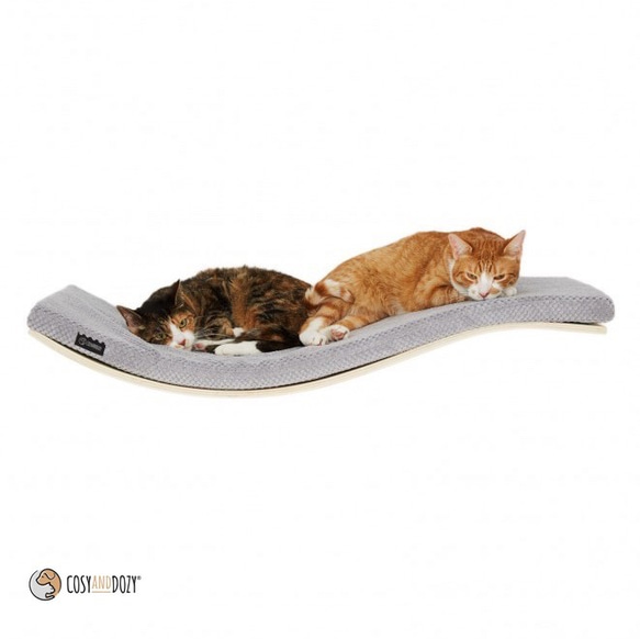 【空飛ぶ猫】シェルフA（メープル・Cソフトグレー）幅90cm キャットベッド 猫  壁ベッド キャットウォーク 1枚目の画像