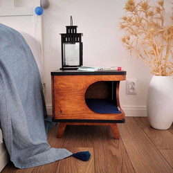 受注製作｜木製 猫ベッド キャットハウス ミッドセンチュリー コーヒーテーブル スタイリッシュ 北欧 猫ベッド② 4枚目の画像