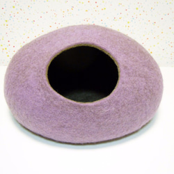 即時交付｜丁香（M號）蒂羅爾羊毛100％毛氈貓床洞貓袋 第4張的照片