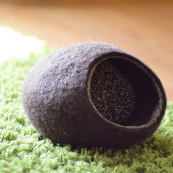 定做｜蒂羅爾羊毛100％刺猬的家床羊毛氈線束鼠標（棕色x沙色） 第3張的照片