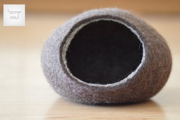 定做｜蒂羅爾羊毛100％刺猬的家床羊毛氈線束鼠標（棕色x沙色） 第4張的照片