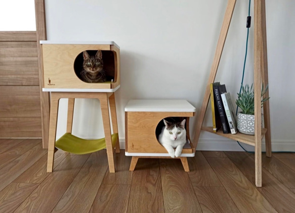 受注製作｜高さ76cm 壁厚17mm キャットハウス ハンモック付き 猫