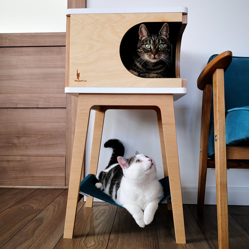 受注製作｜高さ76cm 壁厚17mm キャットハウス ハンモック付き 猫