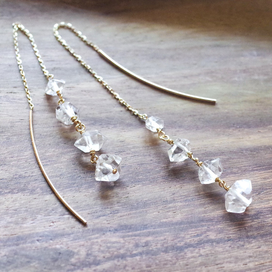 ハーキマーダイヤモンドAAA ロングアメリカンピアス(10K)