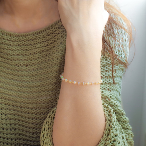 宝石質】エチオピア産プレシャスオパール AAAのブレスレット