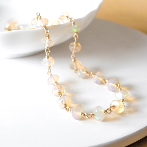 宝石質】エチオピア産プレシャスオパール AAAのブレスレット(14kgf