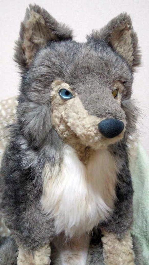 オッドアイの大きなオオカミさん 2018年1月生まれ ぬいぐるみ 縞猫工房
