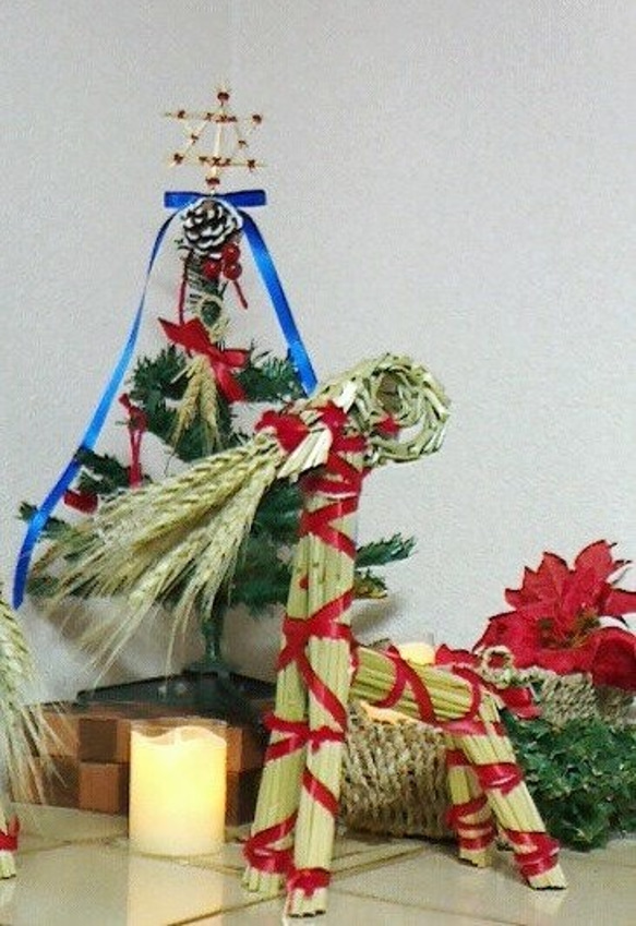 北欧ヴィンテージ　ガラスのユールボック　ヤギ　クリスマスオブジェ ユールボック・クリスマス飾り / 藁細工・Halmslöjd / スウェーデン