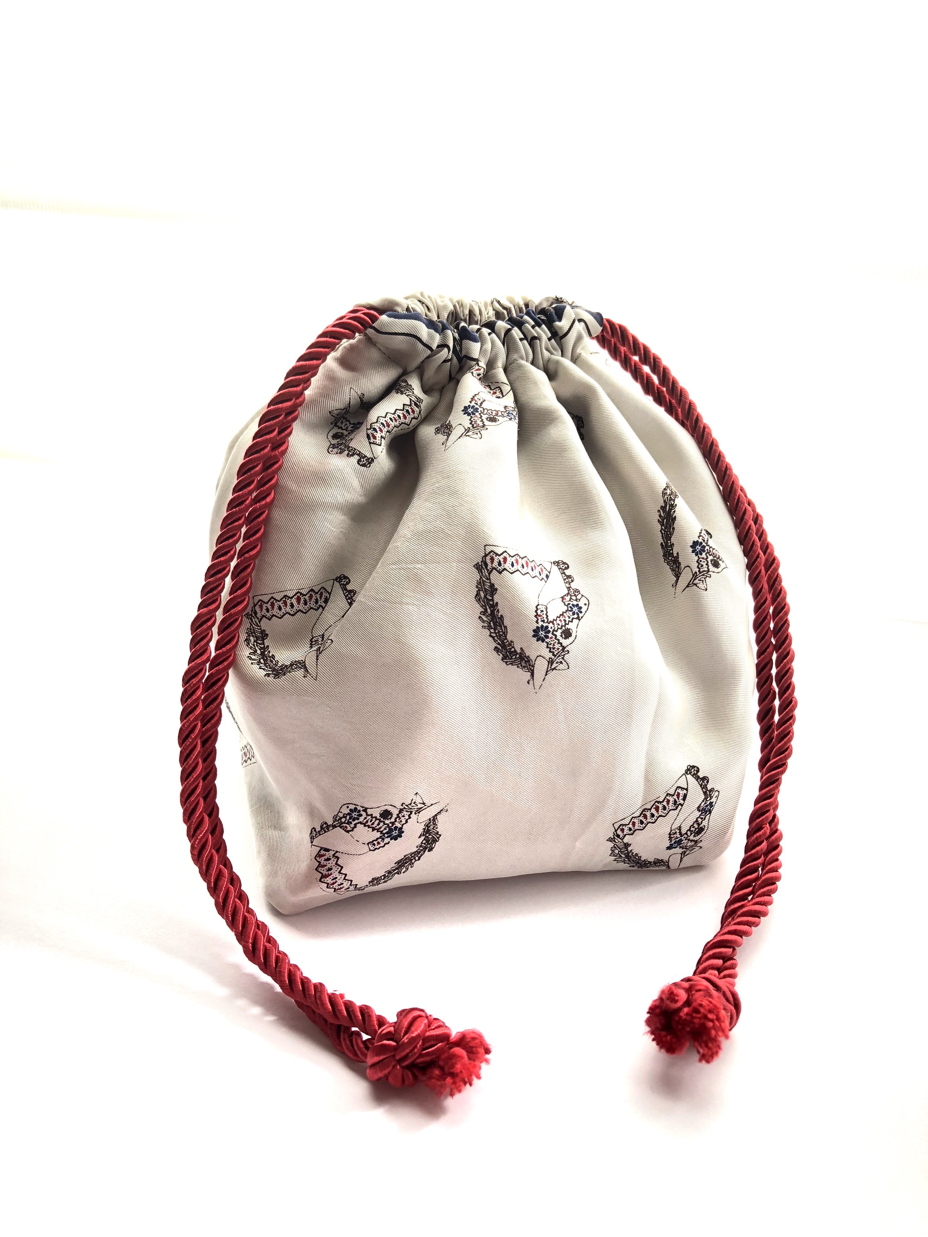 ハンドメイド スカーフモチーフ巾着