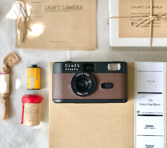 フィルムカメラ・フラッシュ内蔵・フィルム付・ダークブラウン】安心の