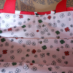 《SALE》女の子　帆布のレッスンバッグ＜大きな花＞レッド 2枚目の画像