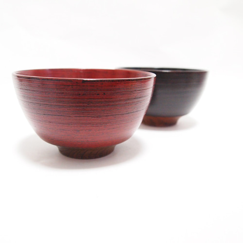 夫婦茶碗 讃岐漆器 木製 根来、曙ペア 刷毛目茶碗 茶碗・めし碗