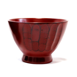 讃岐漆器　菊しぼり飯碗　ネゴロ（朱）　夫婦椀・ペア茶碗にも 1枚目の画像
