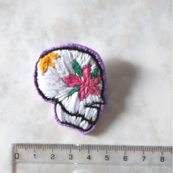 メキシカンスカル Flower  刺繍ブローチ 4枚目の画像