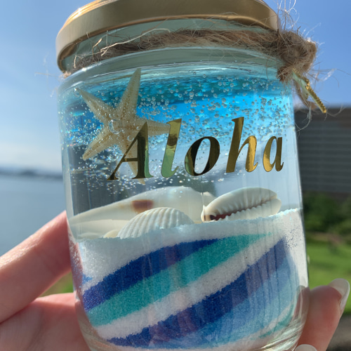 青い海のアロマキャンドルホルダー 再販‼×7 ジェル・サンドアート ➁ blue sea 青い海 キャンドル