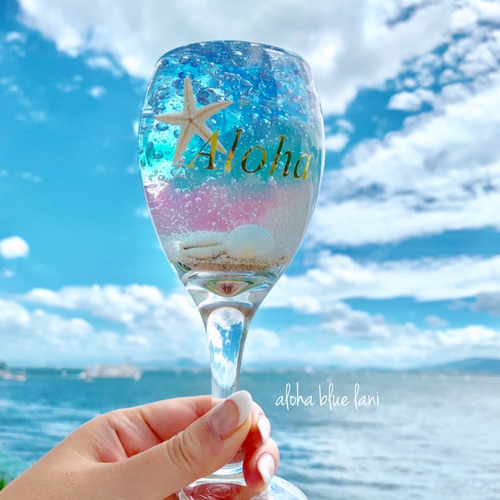 再販 ジェルインテリア Alohaグラス ⑩ プルメリアの香り キャンドル