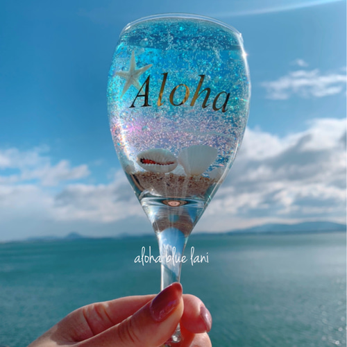 再販 ジェルインテリア Alohaグラス ⑩ プルメリアの香り キャンドル