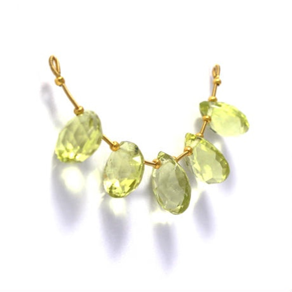 Lemon quartz drop cut shape beads 5個（1セット） 2枚目の画像