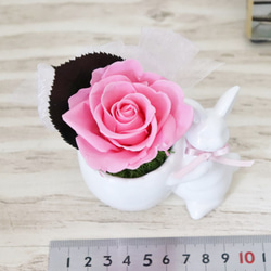 【再販】赤いバラをかかえた森のうさぎさん（プリザーブドフラワー） 6枚目の画像