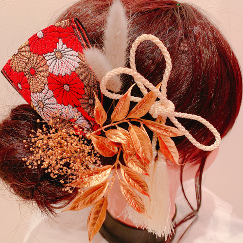 成人式髪飾り☆卒業式☆タッセル☆畳縁☆扇子髪飾り☆和装☆白無垢☆袴  