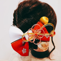 59⭐畳のへりリボン⭐畳縁⭐お祭り髪飾り⭐卒業式⭐成人式⭐花火⭐水引髪飾り⭐つまみ細工 3枚目の画像
