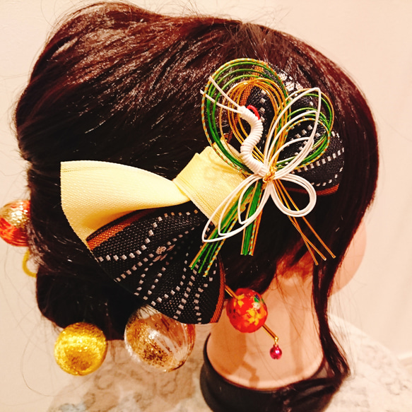 72⭐畳のへりリボン⭐畳縁⭐お祭り髪飾り⭐卒業式⭐成人式⭐花火⭐水引  