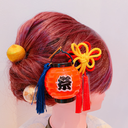 光る☆提灯☆お祭り髪飾り☆タッセル☆お祭り髪飾り☆令和☆成人式
