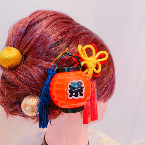 光る☆提灯☆お祭り髪飾り☆タッセル☆お祭り髪飾り☆令和☆成人式