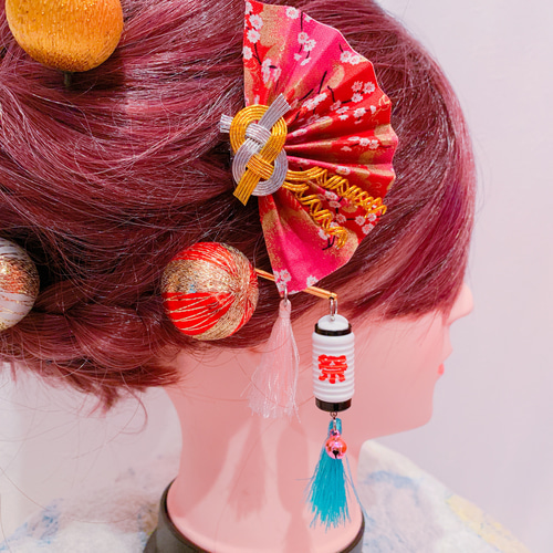 かんざし☆お祭り髪飾り☆タッセル☆簪☆ちょうちん☆提灯☆髪飾り