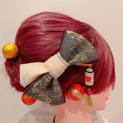 再販》154 小さな麦わら帽子のヘアクリップ ① リボン ヘアクリップ