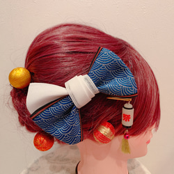 再販》154 小さな麦わら帽子のヘアクリップ ① リボン ヘアクリップ