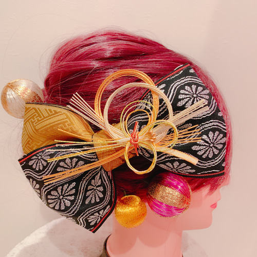 ☆畳のへりリボン⭐畳縁⭐お祭り髪飾り⭐卒業式⭐成人式⭐花火⭐水引髪  