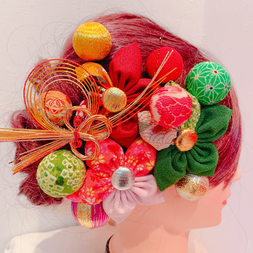 つまみ細工☆花札☆卒業式☆成人式☆髪飾り☆ヘッドドレス☆チュール  