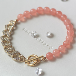 クィーンコンクシェル 猫型 デザインブレスレット 天然石ブレスレット